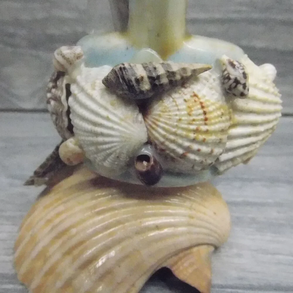 Nautical Coastal Kitchen Decor Seashell Toothpick Holder Basket Wishing Well